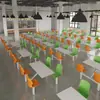 Mesa y Sillas de Comedor de Cantina, Mesa y Sillas de Comedor para Personal Escolar, Mesa y Sillas de Pizarra para Empresa, Mesa y Sillas de Comedor de una Pieza, Combinación Personalizada para 4 Personas