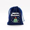 Atacado Sacos de Presente de Doces de Natal Véspera de Natal Embalagem de Maçã Saco de Armazenamento Azul Royal Tecido Flocado Cordão Aba Bolso Calças