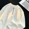 Camiseta Henley masculina de meia-gola com zíper, novo estilo de outono, casual, corte solto, manga longa, adequada como camada interna ou base, moletom moderno