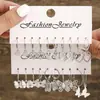 Set de Aretes para Mujer Estilo Europeo y Americano Mariposa Corazón Set de Aretes Retro Sencillo Personalidad Aretes de Aro en forma de C