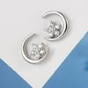 Aretes de botón personalizados de moda elegantes de alta gama estilo coreano superventas para mujer aretes de botón sencillos personalizados de Luna estrella con diamantes de imitación