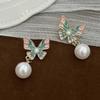 [Mariposa verde] Pendientes de mariposa de color, diseño de súper hada, pendientes de mariposa de perla, diseño de nicho femenino