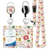 Portatarjetas temático del Día de la Enfermera con estampado, superventas transfronterizo de Amazon, con hebilla retráctil adhesiva, portatarjetas de insignia de poliéster con cordón