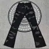 Marca de Moda de Calle Americana Jeans Acampanados Negros con Bordado Pesado Texturizado para Hombre, Pantalones Largos Ajustados Versátiles de Moda que Adelgazan