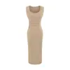 Vestido Largo sin Mangas con Tirantes Anchos Estilo Europeo y Americano, Cuello en U Amplio, Estilo Kendall Jenner, Ceñido a la Cintura, Bodycon, para Mujer, Moda de Verano