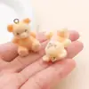 Pingente de Urso Fofo de Desenho Animado em Resina Flocada 30x21mm para Corrente de Celular DIY Acessório de Pen Drive Anti-Perda