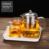 Bule de Vidro com Alça Lateral para Infusão de Chá Doméstico Espessado Resistente a Altas Temperaturas Bule Chaleira Bule para Ferver conjunto Conjunto de Chá Artesanal