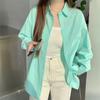 Foto Real de Camisa Blanca Francesa 2025 para Mujer, Camisa Holgada Ajustada de Diseño Nicho, Top de Manga Larga, Chaqueta Protectora del Sol