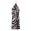 Novo Vestido Europeu e Americano de Verão Feminino com Decote Halter e Estampa Animal Temperamental