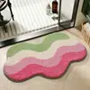 Alfombrilla de Piso para Baño Wind Usada Alfombrilla de Piso de Cachemira Sintética Alfombrilla Absorbente de Agua Antideslizante Alfombrilla de Piso de Cuadrícula Geométrica Reposapiés para Inodoro En Stock
