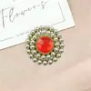 Aleación de Zinc Transfronteriza Incrustada con Diamantes de 14 mm, Joyería de Doble Círculo de Perlas de Imitación, Accesorios para Ropa y Bolsos, Adornos de Diamantes con Placa Floral Cosidos a Mano