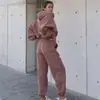 Estación Independiente de Comercio Exterior Europeo y Americano para Mujeres Amazon Otoño e Invierno Nuevo Conjunto Deportivo Casual de Dos Piezas de Color Sólido
