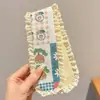 Lindas pegatinas de flequillo de dibujos animados para otoño e invierno, diademas de punto florales versátiles de estilo coreano con cierres de velcro, que exudan un ambiente sofisticado y elegante
