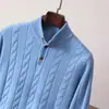 Suéter de punto grueso con botones y cuello medio alto, estilo nuevo de otoño e invierno europeo, top de punto con patrón trenzado, moderno y a la moda