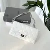 Bolsa de Mão de Couro Genuíno Inclinada Dobrável para Celular Mini Versátil Linha de Bordado de Diamante Caviar Bolsa de Ombro com Corrente de Marca Grande