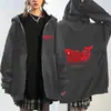 Sudadera con capucha y cremallera unisex Bts Estampado de Ballena Corazón Moderno Cardigan Holgado Transfronterizo Rosa