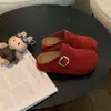 Mocasines de cuero con patrón de uvas, suela gruesa de 4 cm, versátiles, forrados de felpa, para mujer