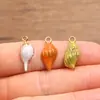 4 Tipos de Acero Inoxidable 304 Dorado Electroplateado al Vacío Esmalte Goteo de Aceite Encanto Encanto Marino Concha Caracola Colgante