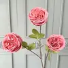 Flores Artificiales de Gama Alta Austin de Tres Cabezas para Arreglos Florales de Boda, Paredes de Flores, Arreglos de Piso, Flores Falsas, Arreglos Florales DIY