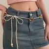 Cinto Trançado Étnico Boêmio Vintage com Cordão Estreito na Cintura para Mulheres Acessórios Versáteis Estilo Coreano Cintura Apertada