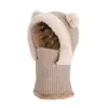 Gorro integral de orejas de oso para niños de otoño e invierno, calentador de cuello de felpa, gorro de punto grueso a prueba de viento para bebé