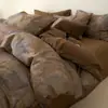 Otoño e Invierno Nuevo Juego de Cama de Algodón Cepillado 60s de Cuatro Piezas Algodón Puro Todo Algodón Engrosado Cálido Estampado Funda de Edredón Suave Suministros