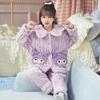 Pijama de Coral Fleece para Niñas para Otoño e Invierno, Ropa de Casa Engrosada y Forrada de Polar para Niños Mayores, Conjunto Cálido de Franela para Niñas