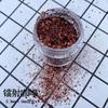 0.3-1.0mm Mezclado Embotellado Láser Nail Art Polvo Explosivo Lentejuelas Gotas de Goma Polvo Dorado Polvo Escarlata Material para DIY