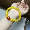 Pulseira de ágata amarela natural para mulheres, design de luxo leve, acessório de mão com contas, joia de nicho de alta qualidade