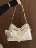 Bolsa Saco com Cordão Nova Primavera 2026 Nicho Casual Feminina Ombro Único Transversal Moda Simples Bolsa Feminina Design de Nicho
