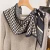 Bufanda Larga de Imitación Seda y Lana de Doble Cara y Doble Capa con Borde Biselado para Mujer, Primavera, Otoño e Invierno, con Correa Ancha, Bufanda Versátil
