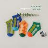 1089 calcetines infantiles al por mayor otoño e invierno combinación de colores cuadros finos calcetines tipo mocasín calcetines cortos finos para niños algodón dibujos animados calcetines para niños y niñas