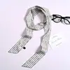 Bufanda de Seda Delgada con Lunares Negros al por Mayor Transfronteriza Estilo Coreano Elegante Bufanda Flotante Cinta para la Cabeza Accesorios para Camisas Atados