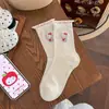 Calcetines de Malla con Dibujos Lindos de Gato Kt de Moda para Mujer, Verano Delgados Calados Transpirables con Lunares y Lazo Calcetines Holgados para Mujer