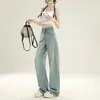 Jeans Denim Tencel Retrô Nostálgico 2026 para Mulheres, Calças de Seda Gelada Finas de Verão, Cintura Alta, Caimento Solto, Perna Larga, Dropshipping