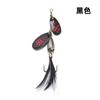 Señuelo Hoja Doble Lentejuela Giratoria Manual 6.5cm/13g Tres Anzuelos Pluma Lentejuela Metálica Perca Gallo Cebo Falso