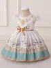 Novos Vestidos Estrangeiros para Bebês e Crianças Pequenas, Vestidos de Festa Estampados para Bebês de Um Ano, Roupas de Festa e Performance para Meninas