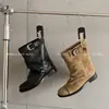 Botas de Cowboy Ocidentais Femininas Casuais 2026 Novo Verão Estilo Deserto Turismo de Xinjiang Cavaleiro da Pradaria Botas Curtas Empilhadas