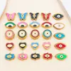 Cuentas espaciadoras de esmalte de ojo de la suerte de doble cara de acero inoxidable con cuentas estilo europeo y americano para accesorios de joyería hechos a mano DIY