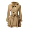 Ropa de Abrigo de Lana Europea y Americana para Mujer Otoño e Invierno 2024, Abrigos de Lana de Longitud Media de un Solo Botón con Cinturón, Cortavientos Elegantes de Corte Ajustado para Mujer