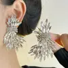 Pendientes Largos de Ala con Diamantes Brillantes de Lujo Ligero, Pendientes Exagerados de Estilo Minimalista Único para Mujer, Nuevos Pendientes de Tachuela Modelo 2025
