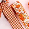 Cinta Cuadros con Borde de Alambre Calabaza de Otoño 63mm Material para Manualidades Caja de Regalo Floral Festival de la Cosecha Acción de Gracias
