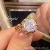 Anel Explosivo Octogonal Rosa Milênio Corte Rosa Diamante de Alto Carbono Ouro Rosa Borboleta Kink Anel Paraíba Feminino