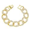 Pulsera de Cadena Cubana de Diamantes Completos con Personalidad de Moda Nacional Estilo Europeo y Americano para Hombres y Mujeres, Pulsera Popular de Moda Exagerada y Genial, Joyería de Pulsera