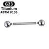 Aleación de Titanio ASTM-F136 Rosca Externa Perno para Hélice de Oreja Bola de Repuesto Barra con Rosca Interna Tornillo Externo Aleación de Titanio G23 Perno para Oreja de Titanio