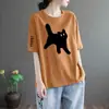 Comércio Exterior Transfronteiriço Último Estoque Camiseta Feminina Plus Size Manga Curta Solta Gola Redonda Meninas Cheinhas Top Emagrecedor de Alta Qualidade ins