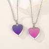Collar que Cambia de Color Sensible a la Temperatura con Portafoto en Forma de Corazón que se Puede Abrir para Mostrar Fotos, Colgante de Caja de Fotos de Corazón de Cobre, Cadena de Acero Inoxidable