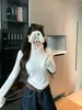 Blusa de tricô de manga longa com manga sino para mulheres nas cores azul, roxo, amarelo, rosa, branco, preto e café