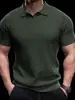 Nova camisa de malha de manga curta de verão para homens, camisa polo de seda gelada, gola V, camiseta de negócios slim fit, atacado transfronteiriço