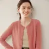 Nuevo Cárdigan de Cachemira para Mujer Cuello Redondo Manga Larga Tejido de Punto Casual Cómodo Manga Larga Holgado Prendas de Abrigo Suéter Capa Base